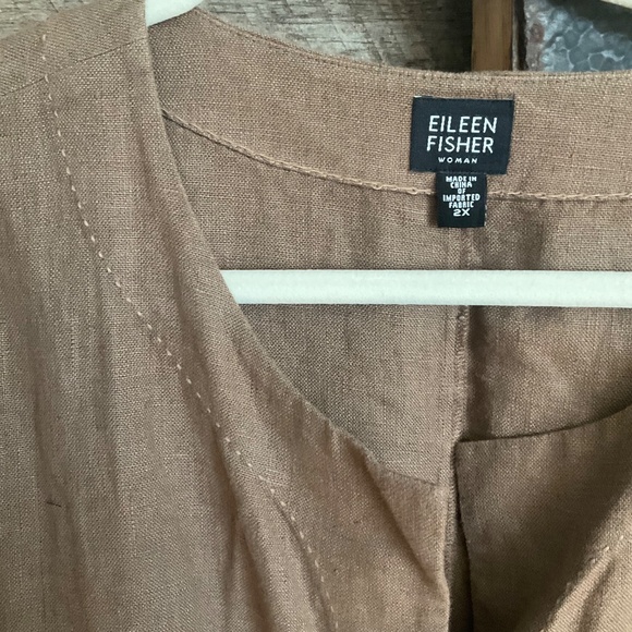 Eileen Fisher Lite Choc Top Stitched Button Down Detailed Linen Jacket NWOT- 2X - Picture 2 of 6